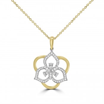 18ct Gold Floral Diamond Pendant
