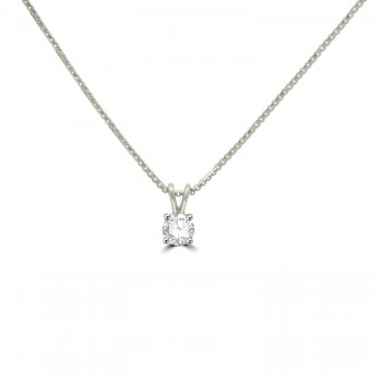 18ct White Gold Solitaire GVS2 Diamond Pendant