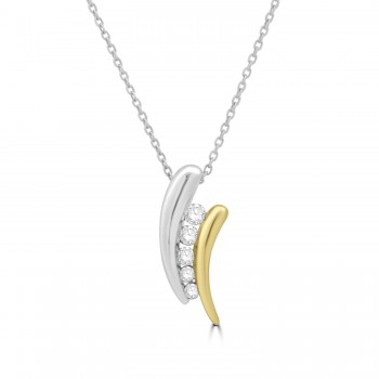 18ct Gold Two Tone Diamond Pea Pod Pendant Chain