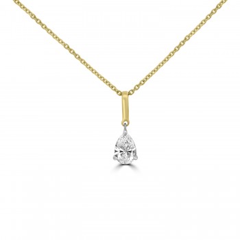 18ct Gold Pear DSi1 Diamond Solitaire drop pendant