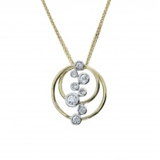 18ct Gold Diamond Bubble Circle Pendant chain