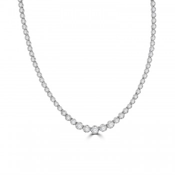 18ct White Gold 3.03ct Diamond Graduated Tennis Necklace