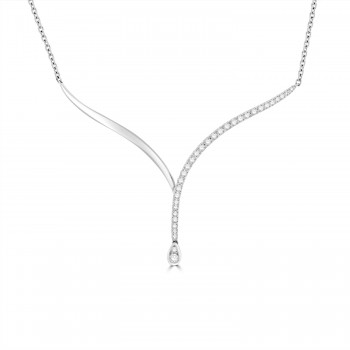 18ct White Gold Pear Drop Diamond pendant collar