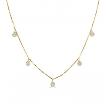 18ct Gold Pave Diamond Pear Drop Necklet