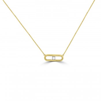 18ct Gold Solitaire Diamond Slider pendant chain