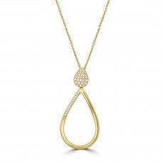 18ct Gold and Diamond Open Pear Pendant chain by Hulchi Belluni