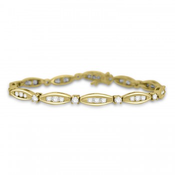 18ct Gold Diamond Oval link Bracelet