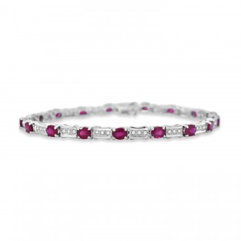 18ct White Gold 5.07ct Ruby and Diamond Bracelet