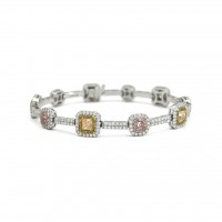 18ct White Gold Pink and Yellow Diamond Bracelet