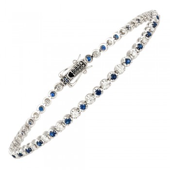 18ct White Gold Sapphire and Diamond Tennis Bracelet