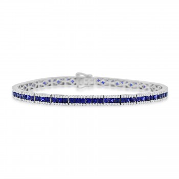 18ct White Gold Sapphire and Diamond 3-row Bracelet