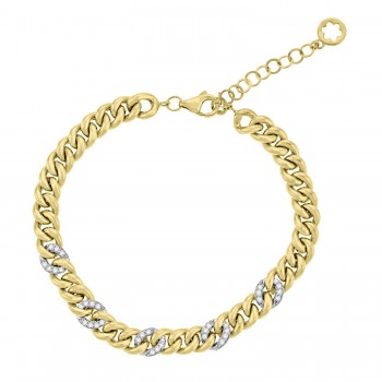 18ct Gold Pave Diamond Curb Bracelet