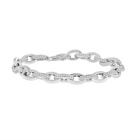 18ct White Gold Grain set Diamond Belcher Bracelet