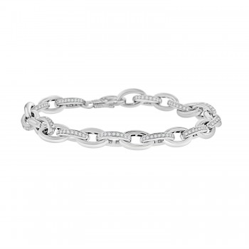 18ct White Gold Grain set Diamond Belcher Bracelet