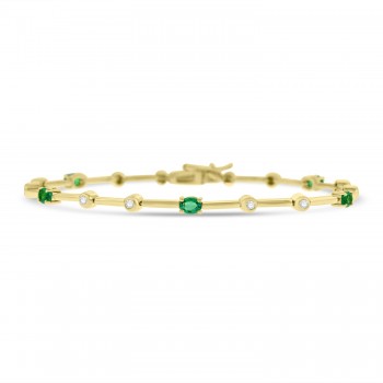 18ct Gold Emerald and Diamond Bracelet