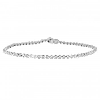 18ct White Gold 1.03ct Diamond Rubover Tennis Bracelet