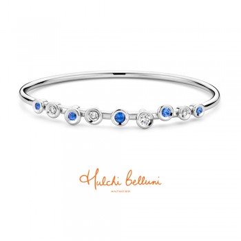 18ct White Gold Sapphire and Diamond Bouli Bangle