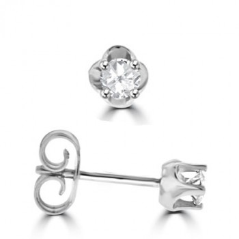 9ct White Gold Solitaire .20ct Diamond Stud Earrings