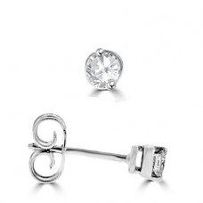 9ct White Gold Solitaire .20ct Diamond Stud Earrings