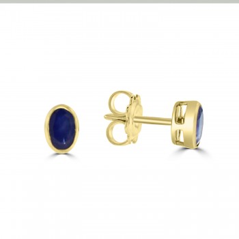 9ct Gold Oval Sapphire Solitaire stud earrings