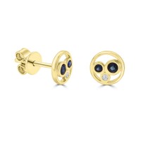 9ct Gold Sapphire and Diamond Bubble Stud Earrings