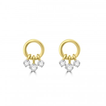 9ct Gold Diamond Trilogy stud earrings