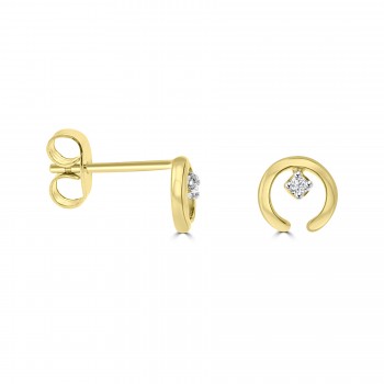 9ct Gold Diamond Horsehoe Stud Earrings