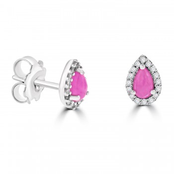 9ct White Gold Greenland Pink Sapphire and Diamond stud earring