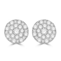 9ct White Gold 1.00ct Diamond round Cluster stud earrings