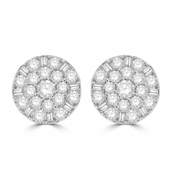 9ct White Gold 1.00ct Diamond round Cluster stud earrings