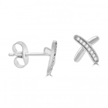 9ct White Gold Diamond Kiss stud earrings