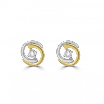 9ct Gold Two Tone Diamond Stud earrings