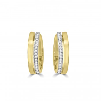 9ct Two-tone Gold Diamond Hoop Earrings