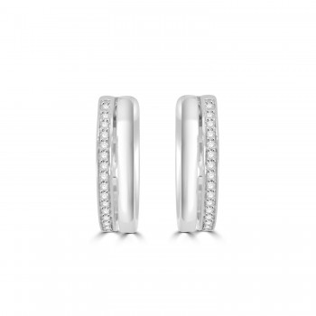 9ct White Gold Diamond Hinged Hoop earrings