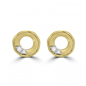 9ct Gold Diamond Satin Circle stud earrings