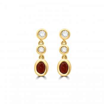 9ct Gold Ruby and Diamond Rubover Drop earrings