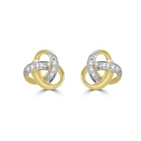 9ct Two Tone Gold Diamond Knot stud earrings