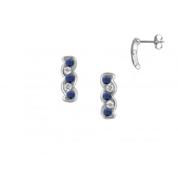 9ct White Gold Diamond and Sapphire Stud Earrings