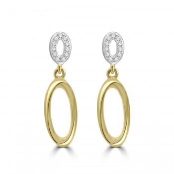 9ct Gold Oval Diamond Drop Earrings
