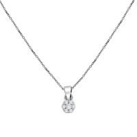 9ct White Gold Daisy Cluster Diamond Pendant Chain