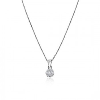 9ct White Gold Daisy Cluster Diamond Pendant 16