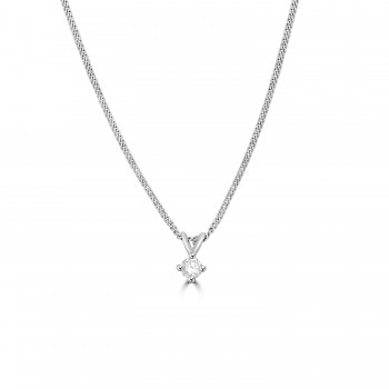 9ct White Gold Solitaire .10ct Diamond pendant chain