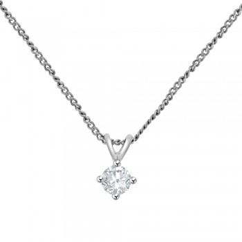 9ct White Gold .20ct Diamond Solitaire Pendant Chain