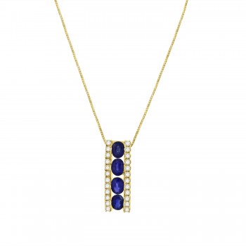 14ct Gold Sapphire and Diamond Bar Pendant chain