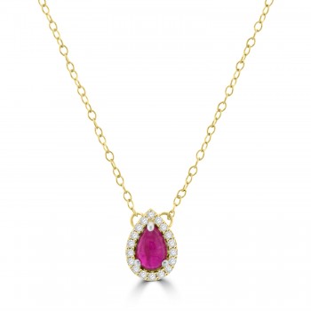 9ct Gold Greenland Cabochon Ruby Diamond Halo pendant chain 9ct Gold Greenland Cabochon Ruby Diamond Halo pendant chain