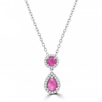 9ct White Gold Greenland Pink Sapphire and Diamond pendant