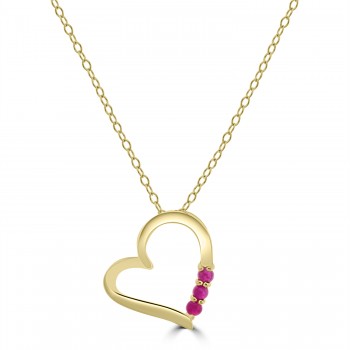 9ct Gold Greenland Ruby Heart Pendant Chain