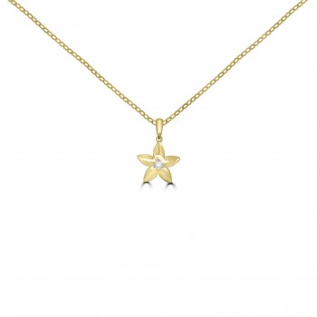 9ct Gold Diamond Flower Pendant