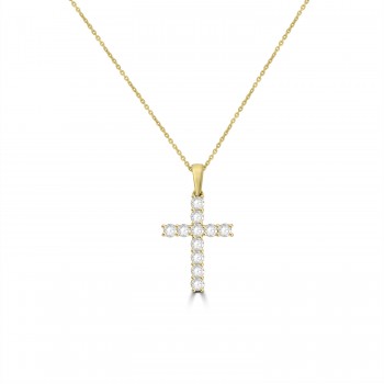 9ct Gold Diamond Cross pendant chain