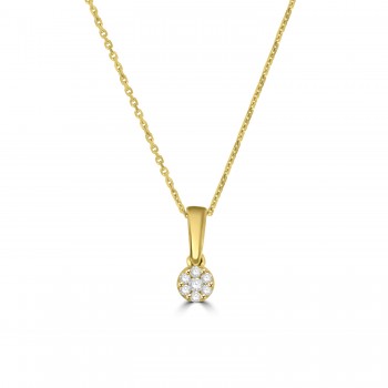 9ct Gold Diamond Illusion Solitaire pendant chain